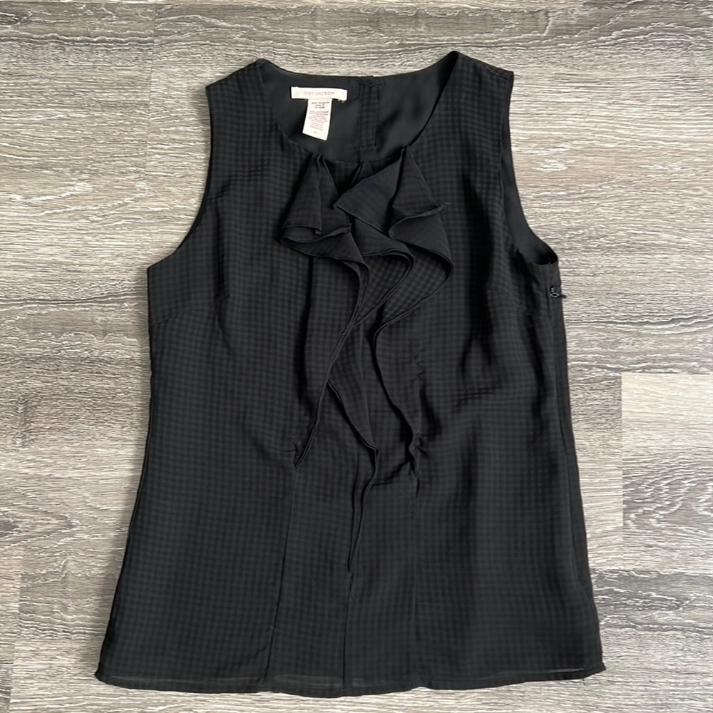 Convington Black Ruffles Checkered Blouse Small
